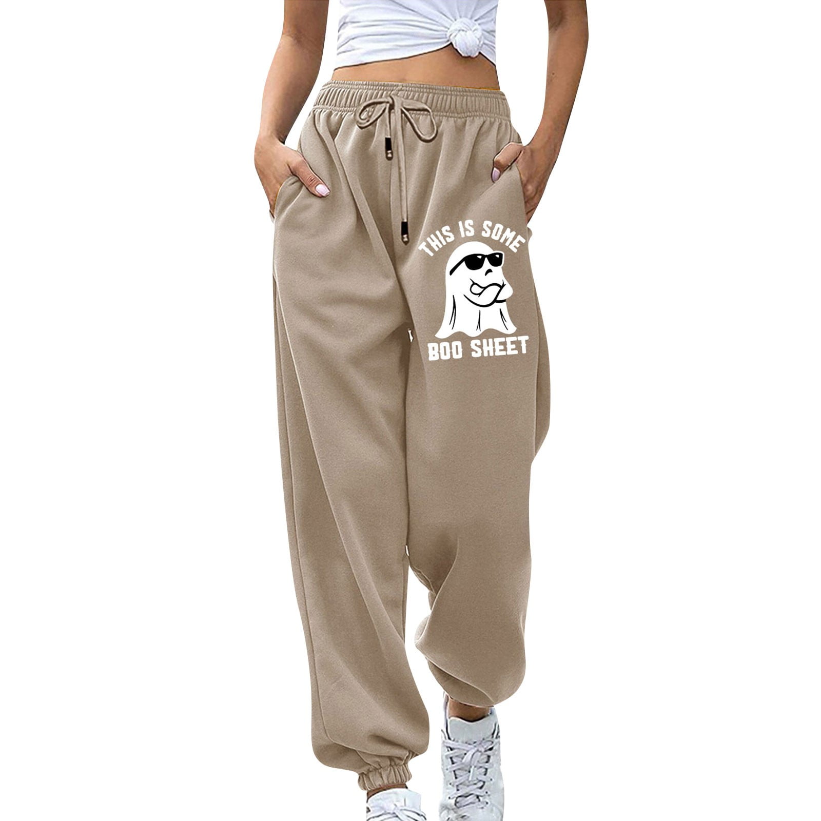 Womens Halloween Sweatpants Cute Ghost Graphic Active Joggers Pants