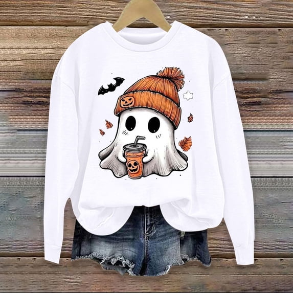 Womens Halloween Sweatshirt, Oversized Fall Fashion Aesthetic Bat Print Crewneck, Comfy Lounge & Party Outfit