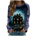 Womens Halloween Sweatshirt Pumpkin Ghost Print Pullover Tops Long