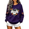 thumbnail image 1 of Womens Halloween Sweatshirts Casual Long Sleeve Halloween Ghost Graphic Printing Round Neck Pullover Sweatshirt Fall Winter Relaxed Fit Sweater Ladies Halloween Costume, 1 of 4