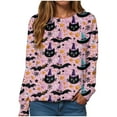 thumbnail image 1 of Womens Halloween Sweatshirts Fashion Graphic T Shirts Long Sleeve Pullover Tops Fall Clothes 2025, 1 of 6