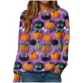 thumbnail image 1 of Womens Halloween Sweatshirts Fashion Graphic T Shirts Long Sleeve Pullover Tops Fall Clothes 2025, 1 of 6