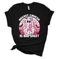 thumbnail image 1 of Womens Halloween Themed Breast Cancer Awareness Tee Breast Cancer Is Boo Sheet Ghost Short Sleeve T-shirt-Black-small, 1 of 1