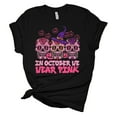thumbnail image 1 of Womens Halloween Themed Breast Cancer Awareness Tee In October We Wear Pink Sugar Skull Short Sleeve T-shirt-Black-medium, 1 of 1