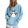 thumbnail image 1 of Womens Halloween Top Fall Winter Jacket Loose Casual Hoodies Fleece Sweatshirts Funny Halloween Ghost Graphic Printed Long Sleeve Sweaters Pullover with Pocket, 1 of 4
