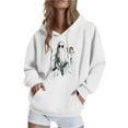 thumbnail image 1 of Womens Halloween Top Fall Winter Jacket Loose Casual Hoodies Fleece Sweatshirts Funny Halloween Graphic Long Sleeve Sweaters Pullover with Pocket, 1 of 4