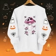 thumbnail image 1 of Womens Halloween Tops Crew Neck Funny Ghost Printed Long Sleeve Trendy Spooky Festival Pullover Top White M, 1 of 7
