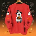 thumbnail image 1 of Womens Halloween Tops Cute Ghost Printed Crew Neck Long Sleeve Trendy Loose Spooky Festival Pullover Top Red M, 1 of 7
