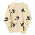 thumbnail image 1 of Womens Halloween Tops Printed Crew Neck Long Sleeve Elastic Hem Fashion Loose Fall Pullover Top Khaki L, 1 of 6