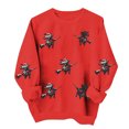 thumbnail image 1 of Womens Halloween Tops Printed Crew Neck Long Sleeve Elastic Hem Fashion Loose Fall Pullover Top Red XL, 1 of 6