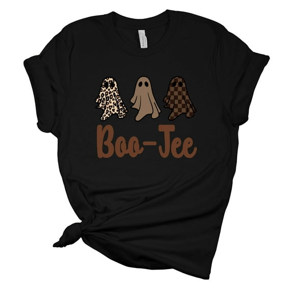 Womens Halloween Tshirt Boo-Jee Funny Fashion Ghosts Short Sleeve Halloween T-shirt-Black-large