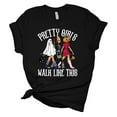 thumbnail image 1 of Womens Halloween Tshirt Pretty Girls Walk Like This Pumpkin Ghost Skeleton Short Sleeve Halloween T-shirt-Black-xxl, 1 of 1