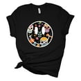 thumbnail image 1 of Womens Halloween Tshirt Sugar Skull Skeleton Happy Face Smile Short Sleeve Halloween T-shirt-Black-small, 1 of 1