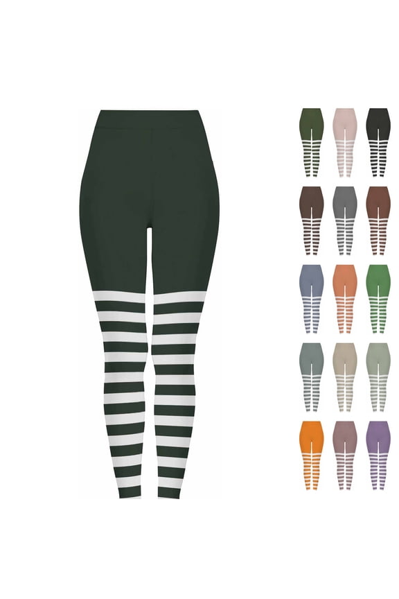 Womens Halloween Witch Costume Tights Striped Leggings High Waisted Pants for Daily Wear Cosplay Festive Party Fall Winter, Camouflage, S