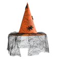 thumbnail image 1 of Womens Halloween Witch Hat with Mesh Veil, Pointed Cone Costume Hat for Party Dress Up Cosplay Haunted House, Wizard Headwear Orange, 1 of 6