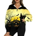Womens Halloween Zip Up Sweatshirt Pumpkin Bats Print Y2K Oversized