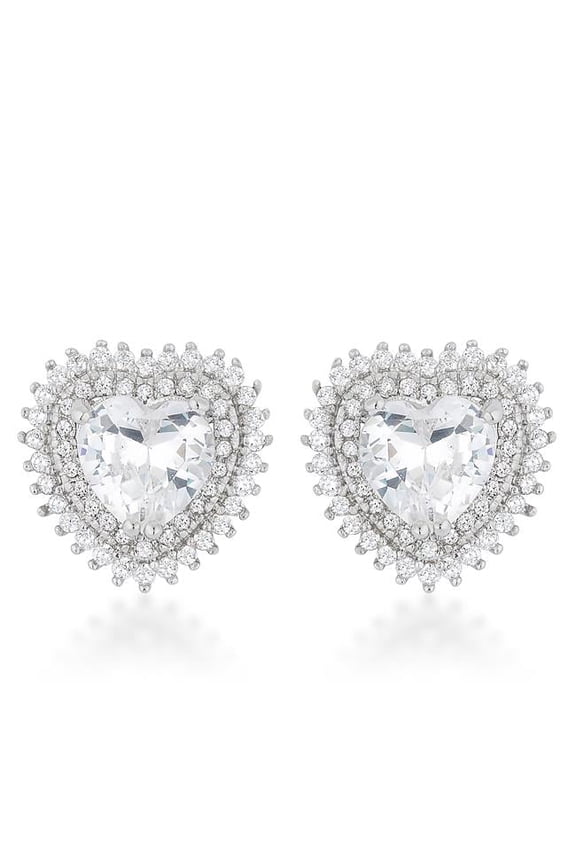 Womens Halo Heart Earrings