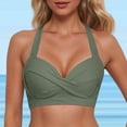 thumbnail image 1 of Womens Halter Bikini Tops Lace Up Swimwear Tops Underwire Full Coverage Bikini Top Push Up Swim Crop Top Tie Back Bathing Suit Tops Swimsuit Padded L, 1 of 5