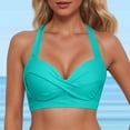 thumbnail image 1 of Womens Halter Bikini Tops Lace Up Swimwear Tops Underwire Full Coverage Bikini Top Push Up Swim Crop Top Tie Back Bathing Suit Tops Swimsuit Padded S, 1 of 5