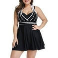 thumbnail image 1 of Womens Halter Swimdress Plus Size Two Piece Swimsuit Tankini Set, 1 of 7