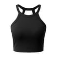 thumbnail image 1 of Womens Halter Tank Tops with Built in Bra Ribbed Fitted Tank Top Sleeveless Camisole Tanks Basic Casual Soft Undershirt Black, Size M, 1 of 7