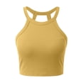 thumbnail image 1 of Womens Halter Tank Tops with Built in Bra Ribbed Fitted Tank Top Sleeveless Camisole Tanks Basic Casual Soft Undershirt Yellow, Size M, 1 of 7
