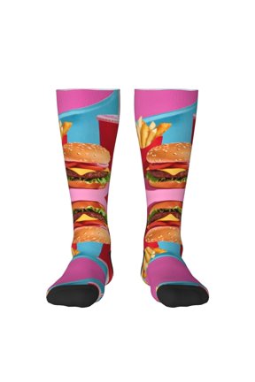 Womens Hamburger Fries Cola Knee High Socks Comfy Thermal Boot Long Socks