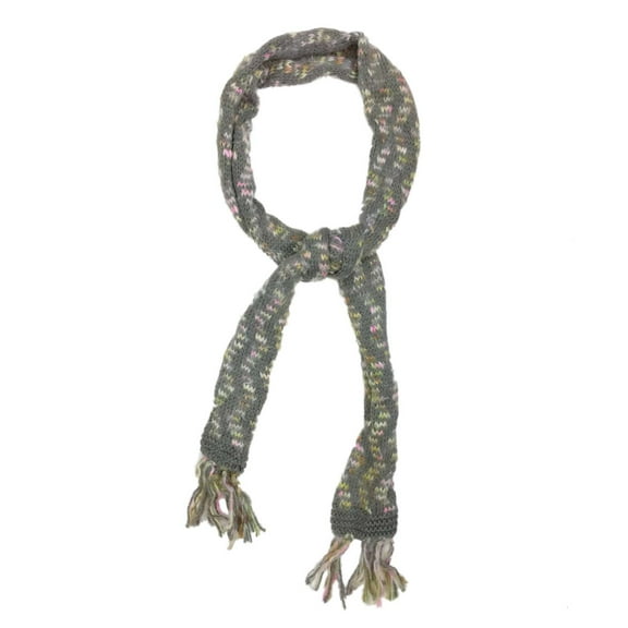 Womens Hand Crafted Gray & Pink Mudd Cable Knit Winter Scarf