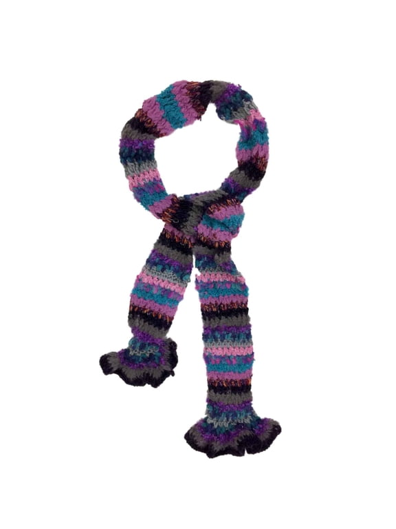 Womens Hand Crafted Purple & Blue Multi Color Winter Scarf