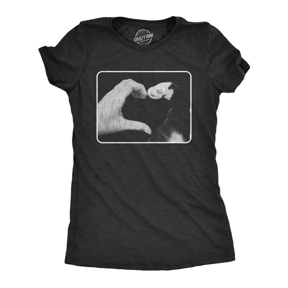 Womens Hand Paw Heart T Shirt Funny Cute Kitten Feline Lovers Tee for Ladies Womens Graphic Tees