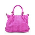 thumbnail image 1 of Womens Handcrafted Leather Vintage Woven Tote Shopper Handbag, Fuchsia - Large, 1 of 1