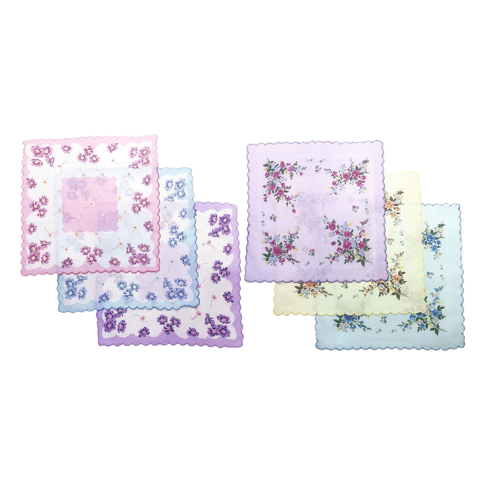 Womens Handkerchiefs Bulk Soft Floral Print Gift Party Vintage Style
