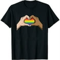 thumbnail image 1 of Womens Hands Heart Gay Pride Lgbt Rainbow Flag T-Shirt Black 4X-Large, 1 of 5
