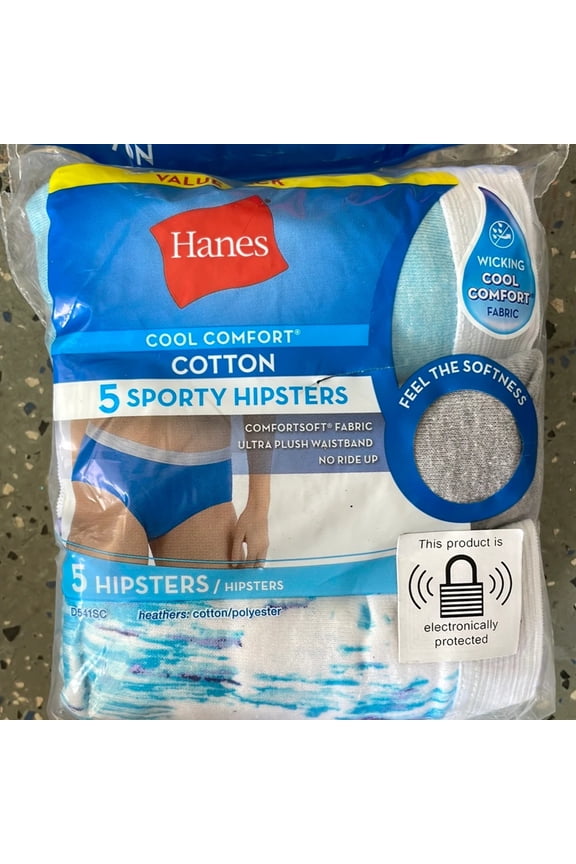 Womens, Hanes Cotton Sporty Hipsters, 5 Pack 5/Small