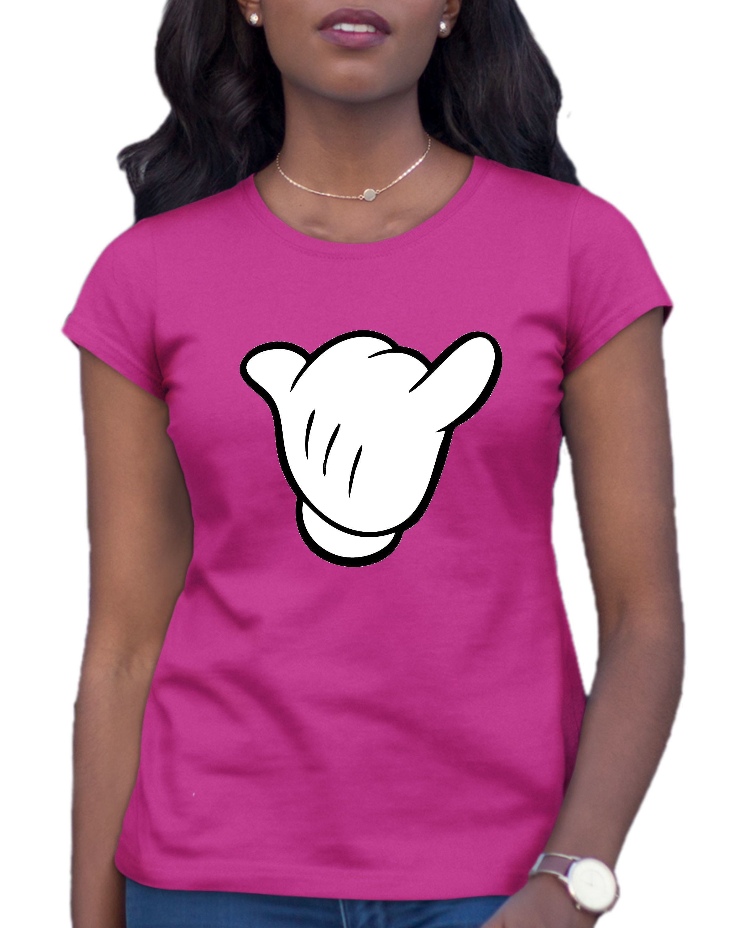 Womens Hang Loose Cartoon Hand Mickey Shaka Sign T-Shirt 