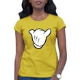 thumbnail image 1 of Womens Hang Loose Cartoon Hand Mickey Shaka Sign T-Shirt, 1 of 1