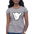 thumbnail image 1 of Womens Hang Loose Cartoon Hand Mickey Shaka Sign T-Shirt, 1 of 1