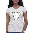 thumbnail image 1 of Womens Hang Loose Cartoon Hand Mickey Shaka Sign T-Shirt, 1 of 1