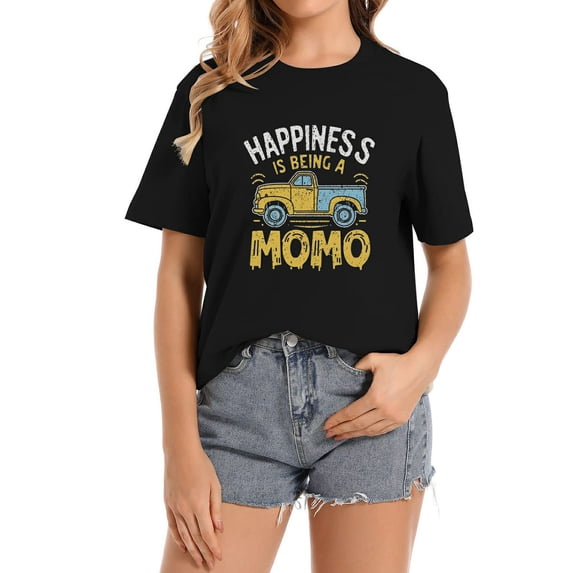 Womens Happiness Is Being A Mom And Momo Sunflower Gifts Birthday Gift T-Shirt Black