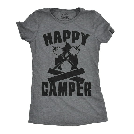 Womens Happy Camper Shirt Funny Camping Hiking Cool Vintage Graphic Tees Retro Womens Graphic Tees