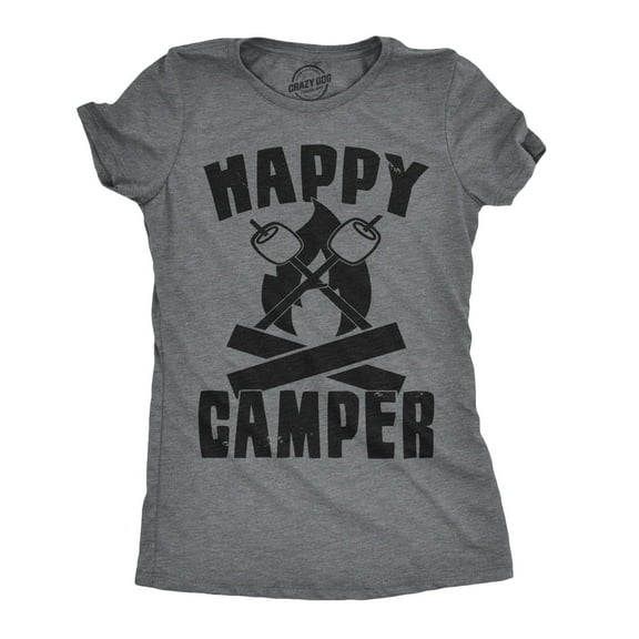 Womens Happy Camper Shirt Funny Camping Hiking Cool Vintage Graphic Tees Retro Womens Graphic Tees