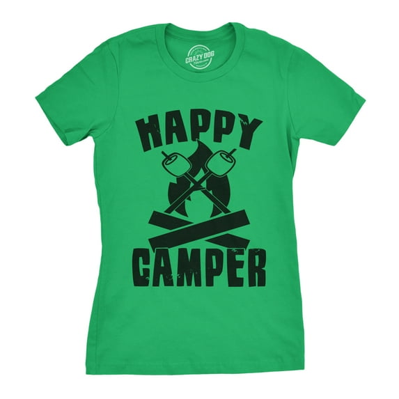 Womens Happy Camper Shirt Funny Camping Hiking Cool Vintage Graphic Tees Retro Womens Graphic Tees