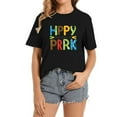 thumbnail image 1 of Womens Happy First Day Of Pre-k Girls Back To School Casual Shirts Black, 1 of 5