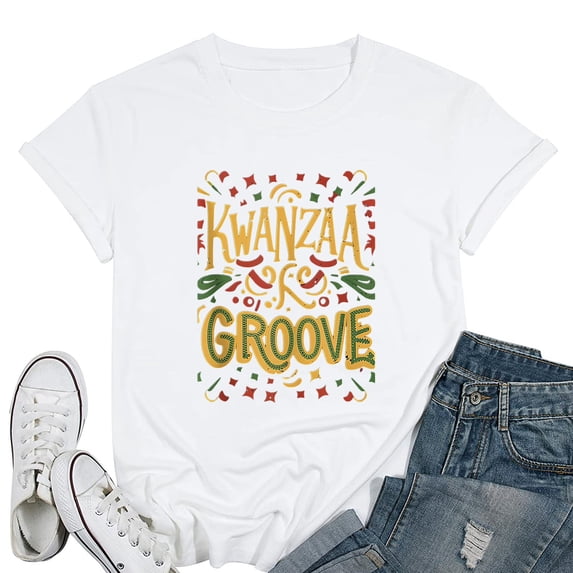 Womens Happy Kwanzaa Groove Africa America Celebration Holiday Vibe T Shirt White Medium