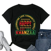 Womens Happy Kwanzaa - Kinara Candles - Christmas African Holiday T-Shirt Black Small