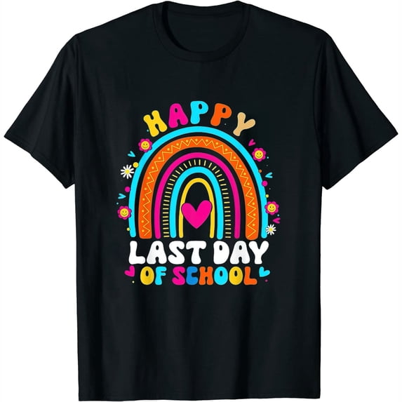 Womens Happy Last Day Of School Teacher Kids Graduation Rainbow T-Shirt White 3X-Large