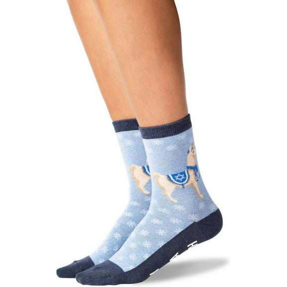 Womens Happy Llamakkah Non Skid Socks 1 Pair, Blue Heather, Womens 9-11