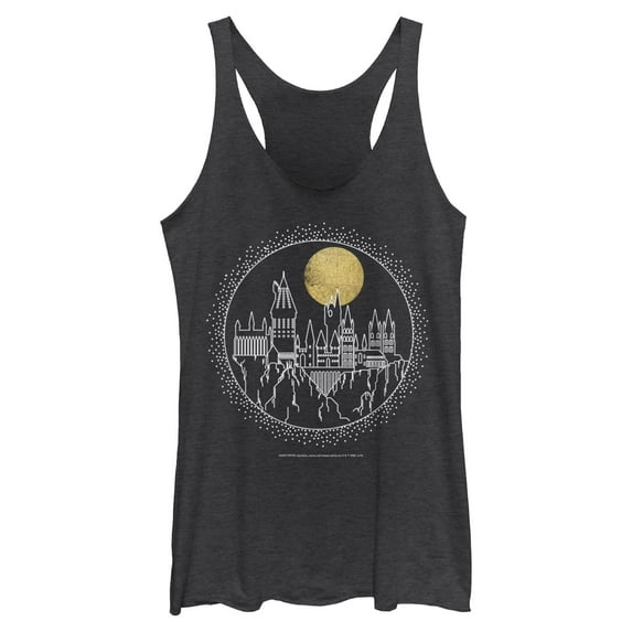 Womens Harry Potter Hogwarts Line Art Moonrise Racerback Tank