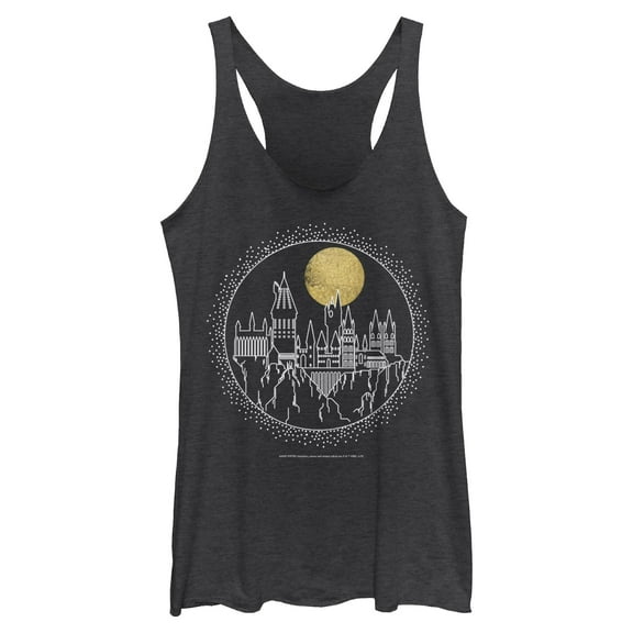 Womens Harry Potter Hogwarts Line Art Moonrise Racerback Tank