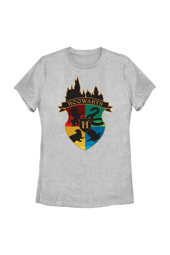 Womens Harry Potter Outline Hogwarts Crest T Shirt